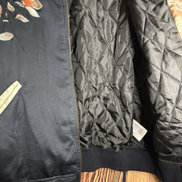 Silence + Noise Black Flower Bomber Jacket~Size Medium - Picture 10 of 12